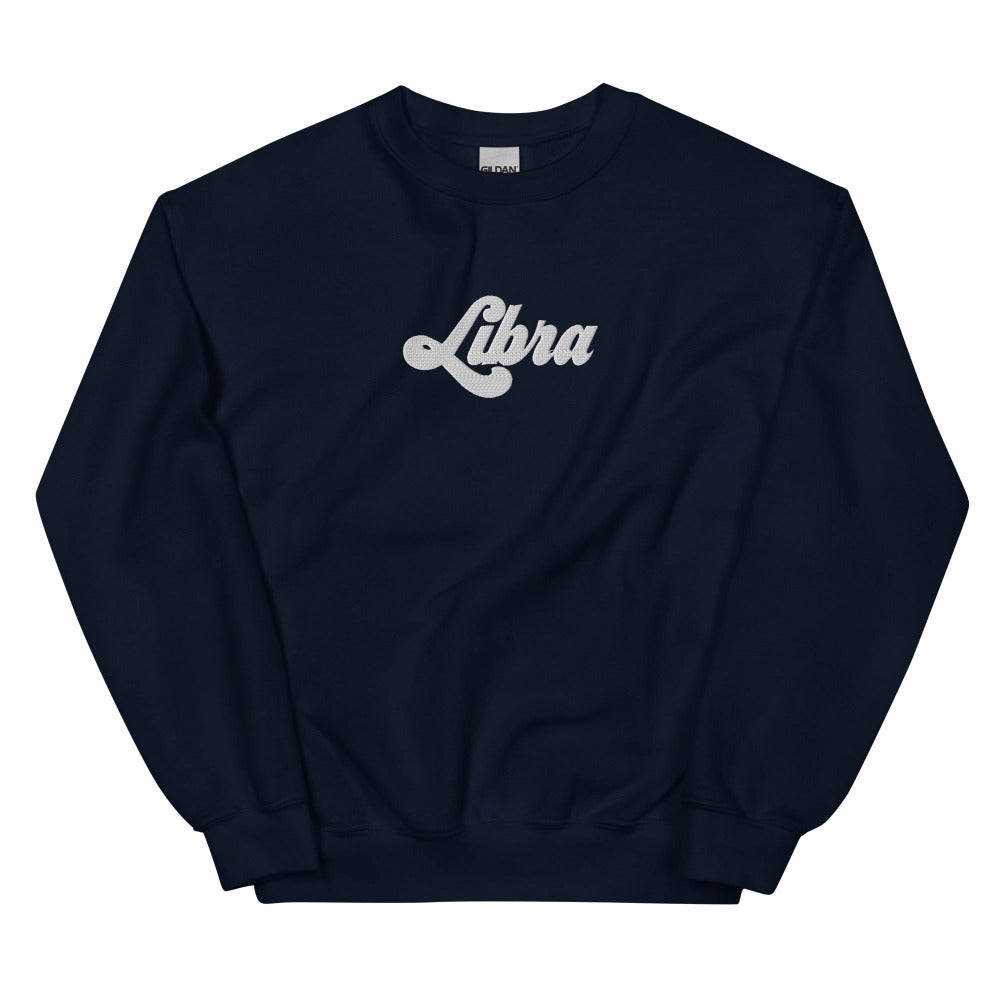 Libra Zodiac Embroidered Sweatshirt - Navy Color - https://ascensionemporium.net