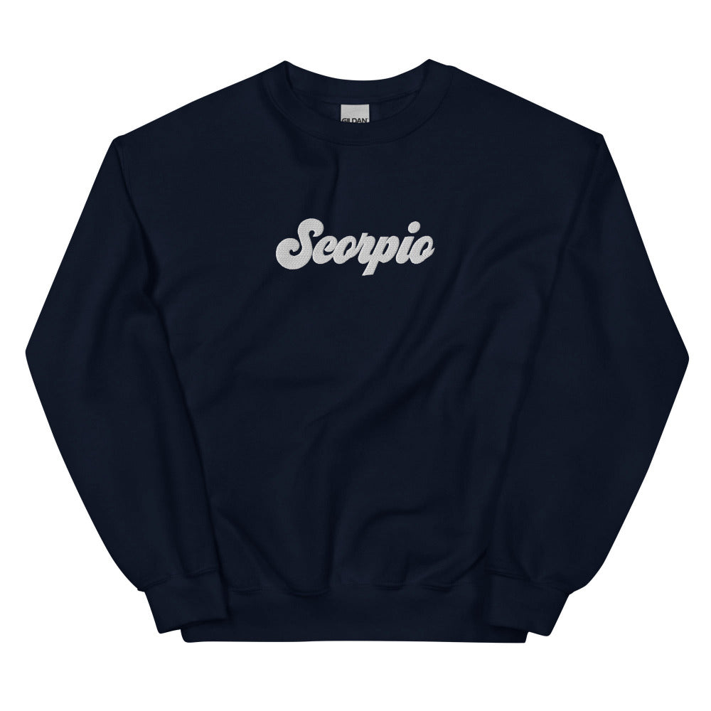 Scorpio Zodiac Embroidered Sweatshirt - Navy Color - https://ascensionemporium.net