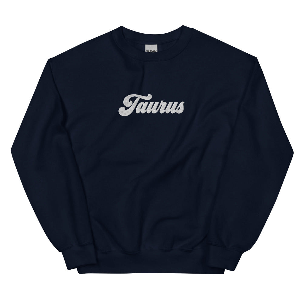 Taurus Zodiac Embroidered Sweatshirt - Navy Color - https://ascensionemporium.net