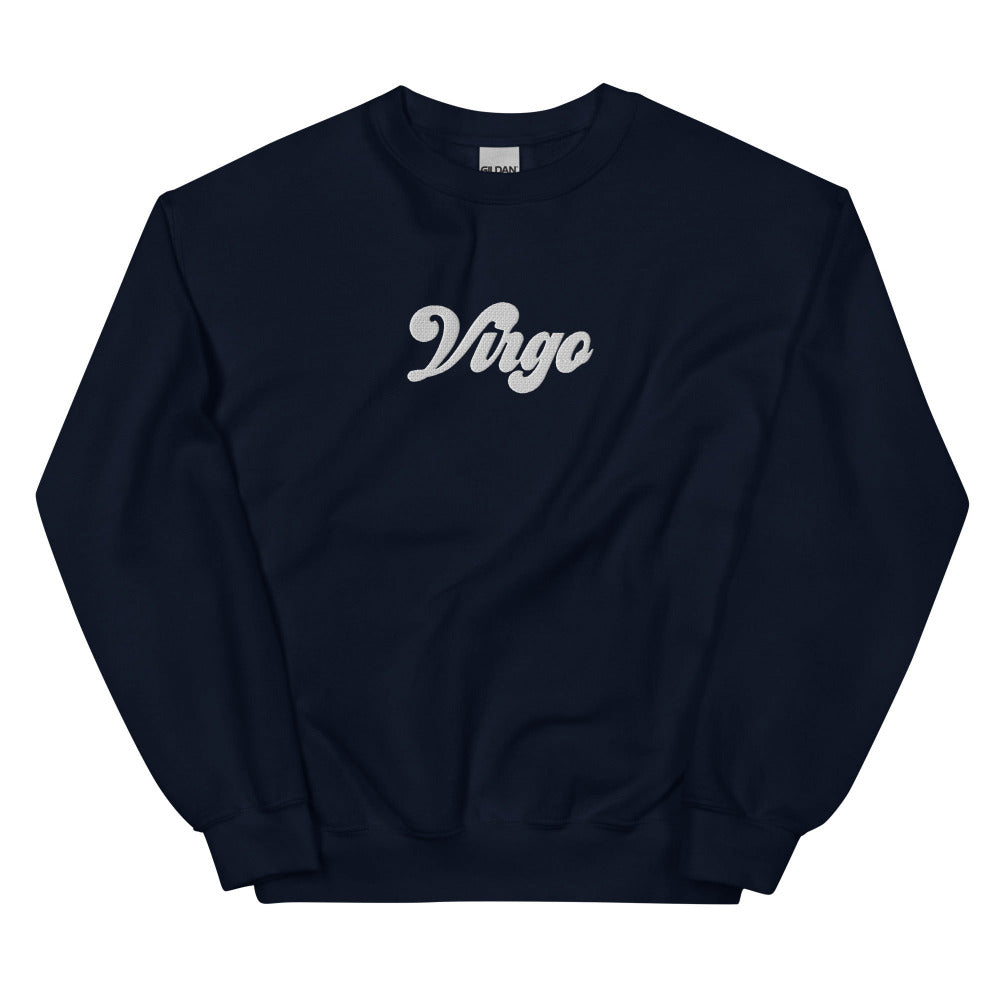 Virgo Zodiac Embroidered Sweatshirt - Navy Color - https://ascensionemporium.net