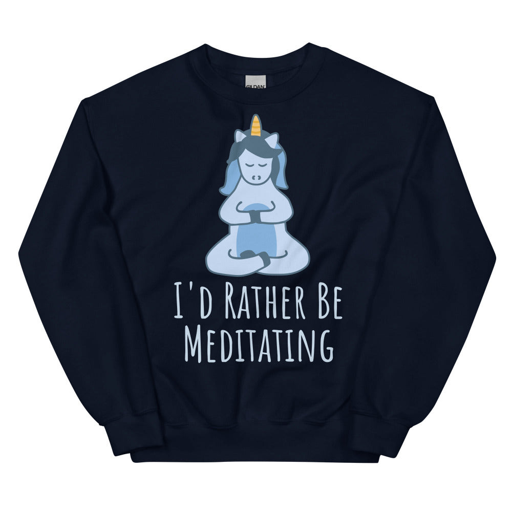I'd Rather Be Meditating Unicorn Sweatshirt - Navy Color - https://ascensionemporium.net