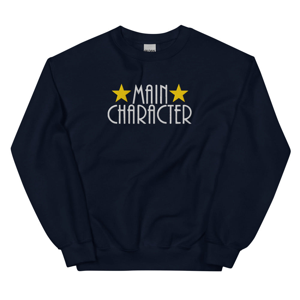 Main Character Embroidered Sweatshirt - Navy Color - https://ascensionemporium.net