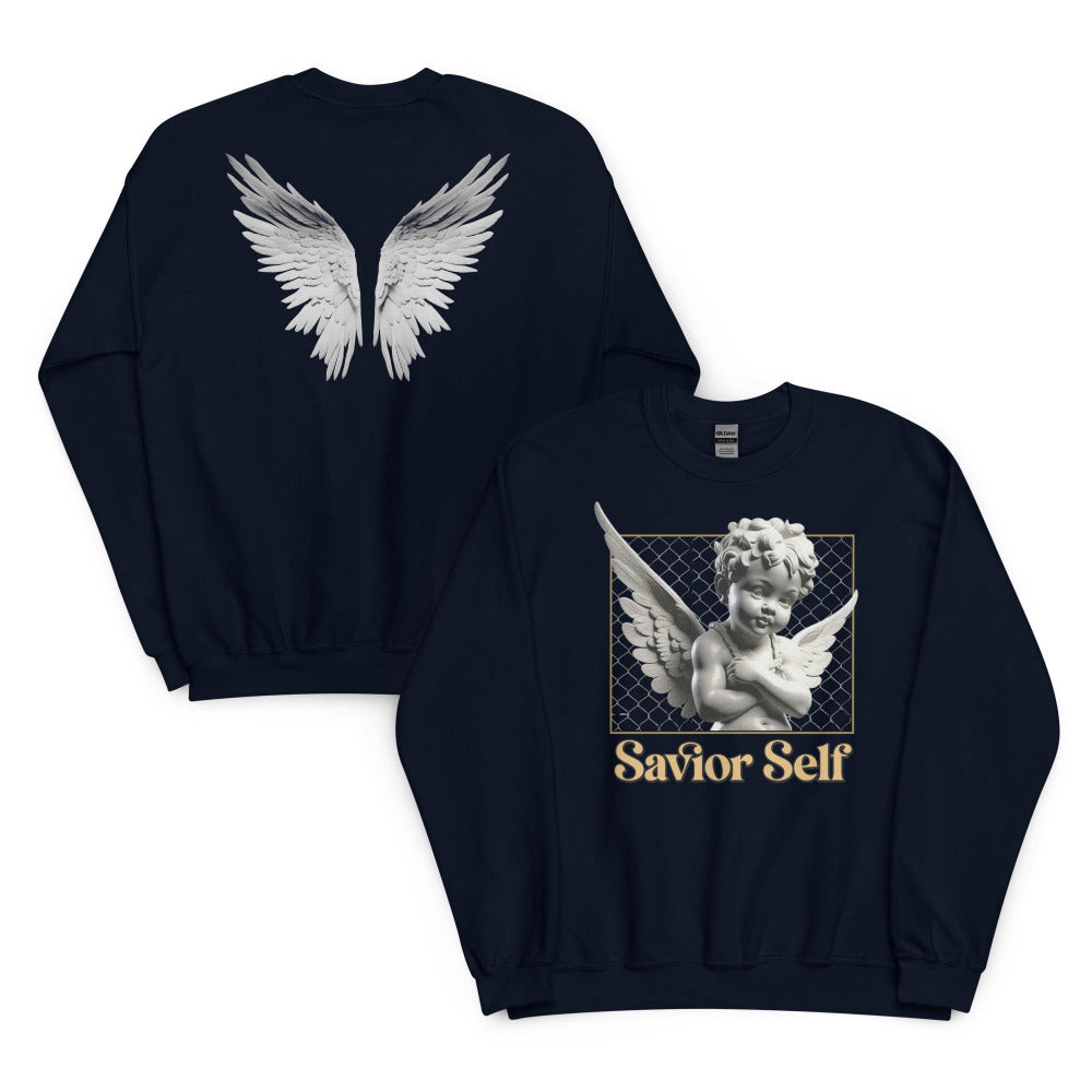 Savior Self Angel Wings Sweatshirt - Navy Color - https://ascensionemporium.net