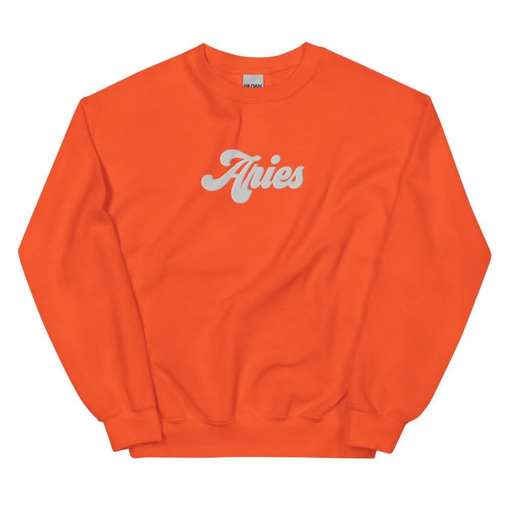 Aries Zodiac Embroidered Sweatshirt - Orange Color - https://ascensionemporium.net
