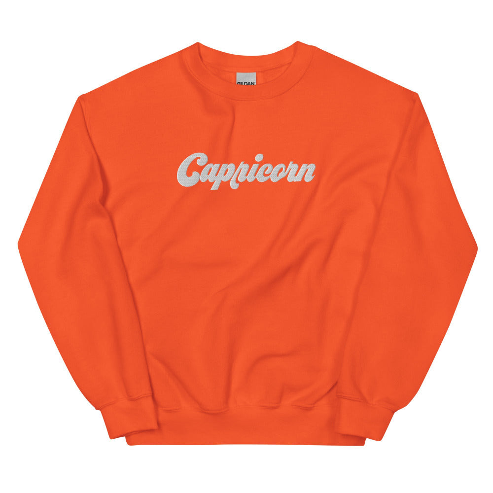 Capricorn Zodiac Embroidered Sweatshirt - Orange Color - https://ascensionemporium.net