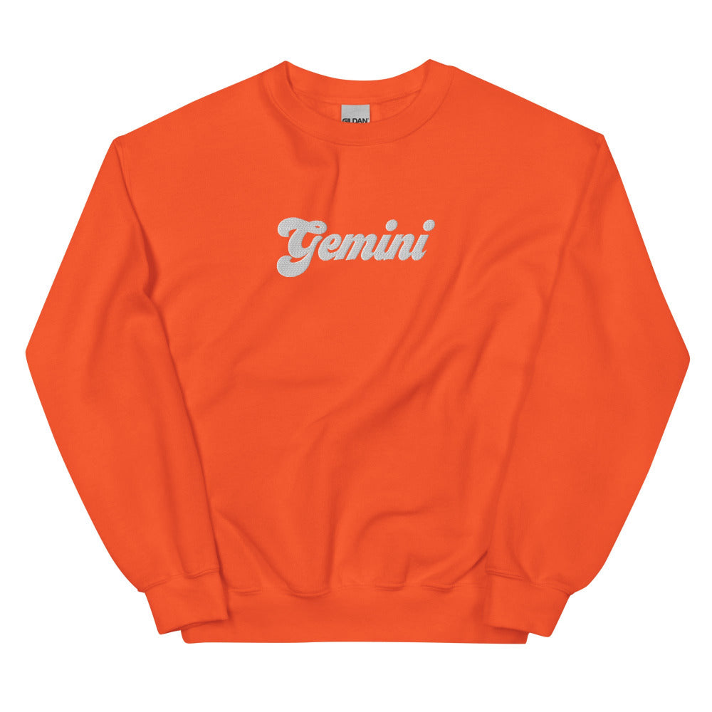 Gemini Zodiac Embroidered Sweatshirt - Orange Color - https://ascensionemporium.net