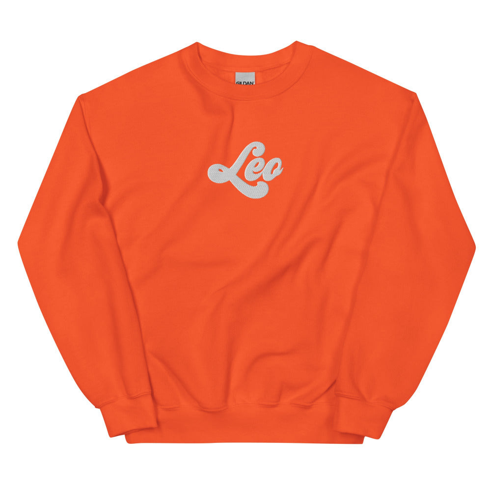 Leo Zodiac Embroidered Sweatshirt - Orange Color - https://ascensionemporium.net