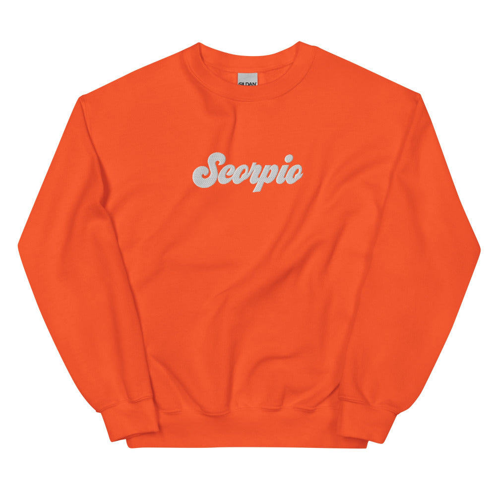 Scorpio Zodiac Embroidered Sweatshirt - Orange Color - https://ascensionemporium.net
