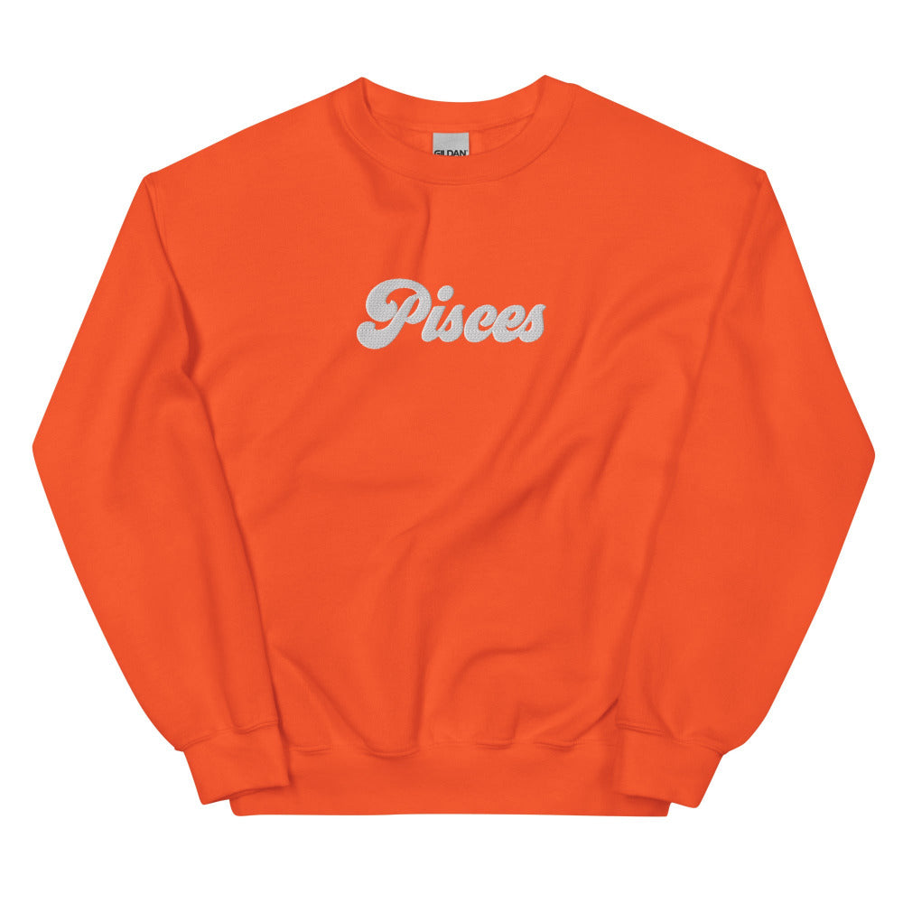 Pisces Zodiac Embroidered Sweatshirt - Orange Color - https://ascensionemporium.net