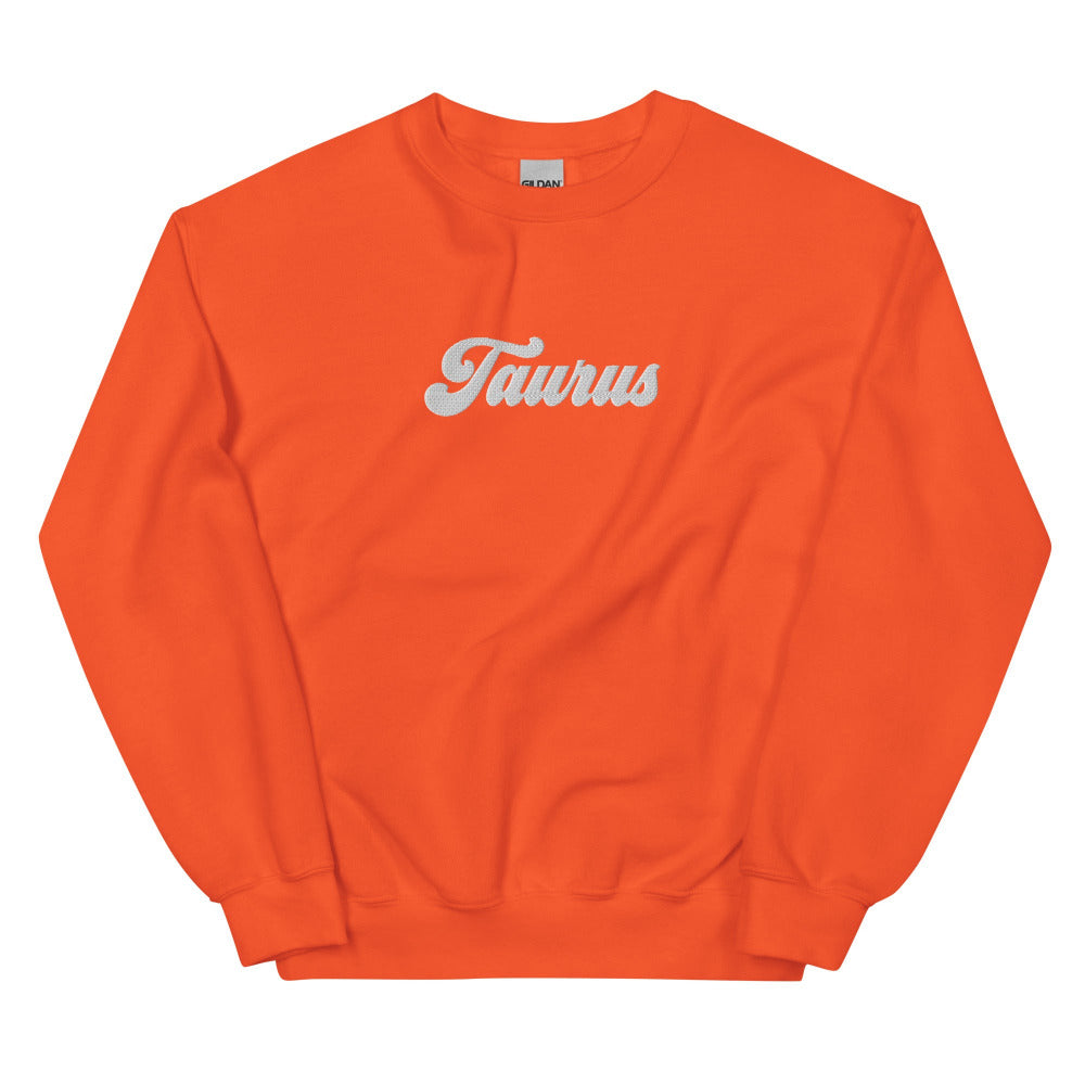 Taurus Zodiac Embroidered Sweatshirt - Orange Color - https://ascensionemporium.net