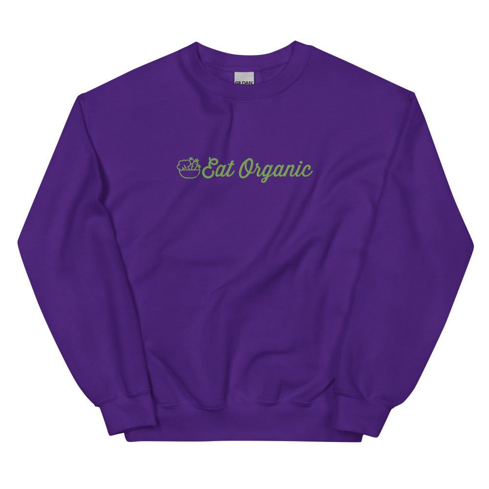 Eat Organic Embroidered Sweatshirt - Purple Color - https://ascensionemporium.net 