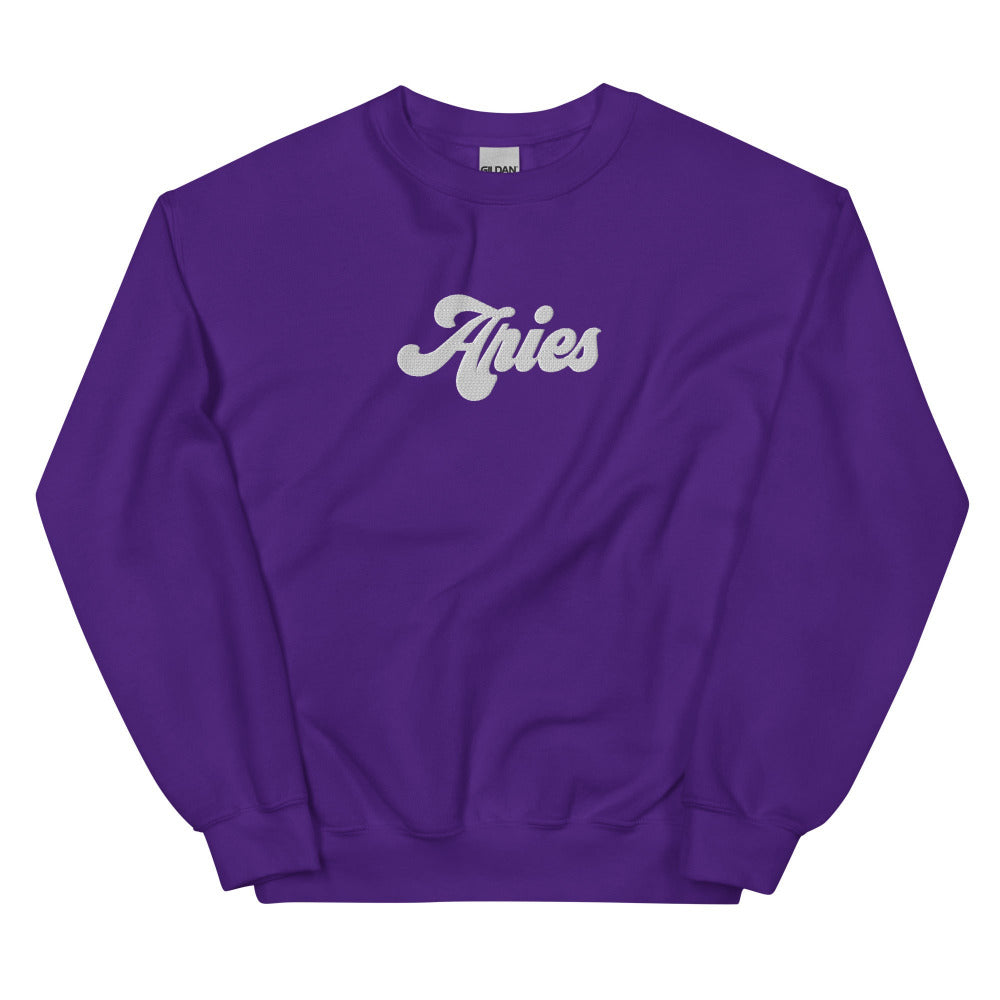 Aries Zodiac Embroidered Sweatshirt - Purple Color - https://ascensionemporium.net
