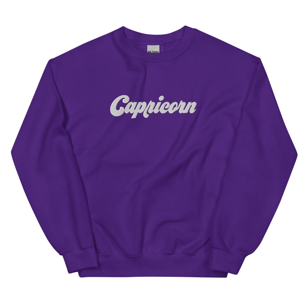 Capricorn Zodiac Embroidered Sweatshirt - Purple Color - https://ascensionemporium.net