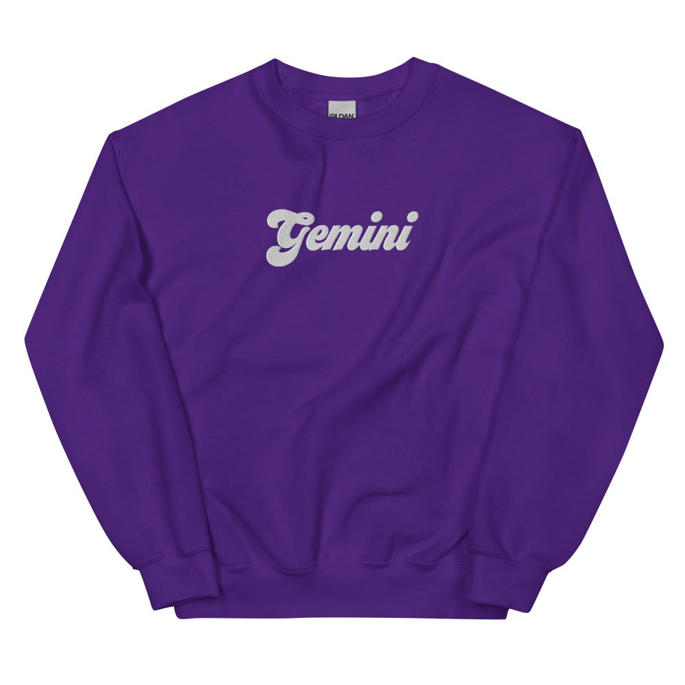 Gemini Zodiac Embroidered Sweatshirt - Purple Color - https://ascensionemporium.net