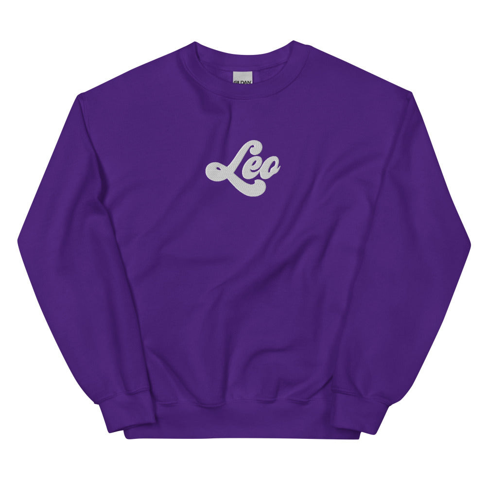 Leo Zodiac Embroidered Sweatshirt - Purple Color - https://ascensionemporium.net