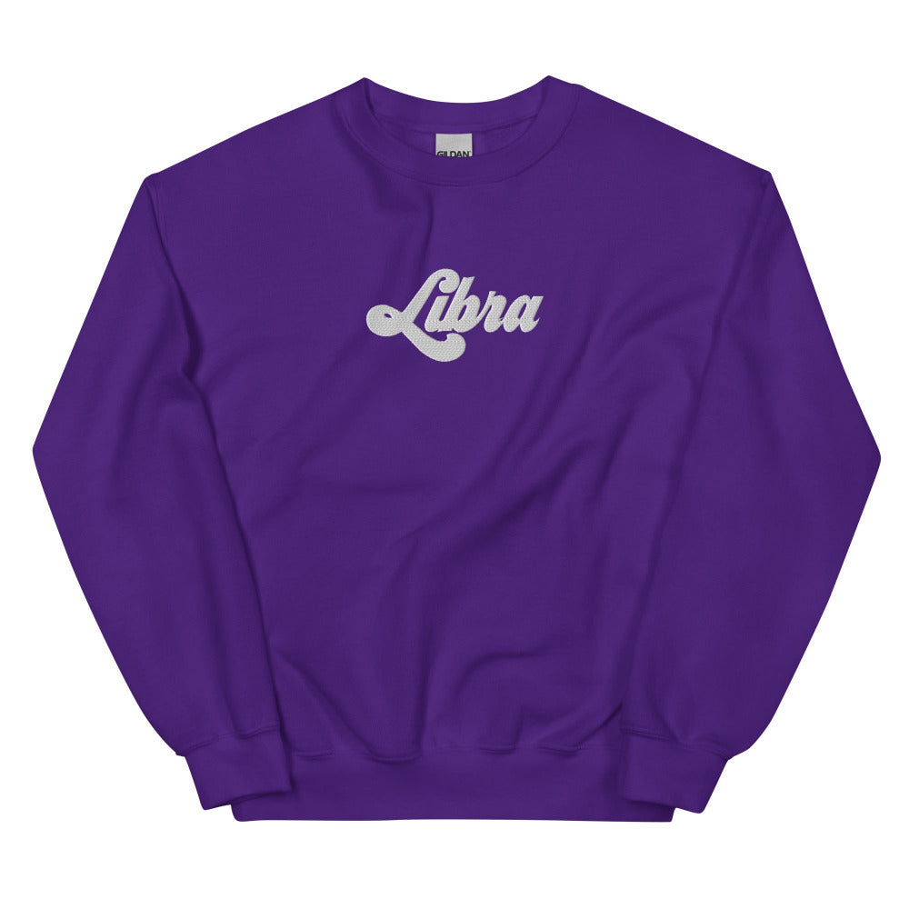 Libra Zodiac Embroidered Sweatshirt - Purple Color - https://ascensionemporium.net