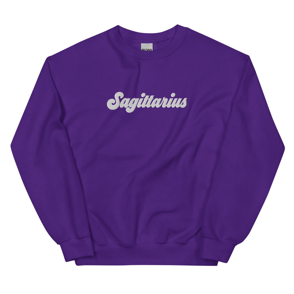 Sagittarius Zodiac Embroidered Sweatshirt - Purple Color - https://ascensionemporium.net