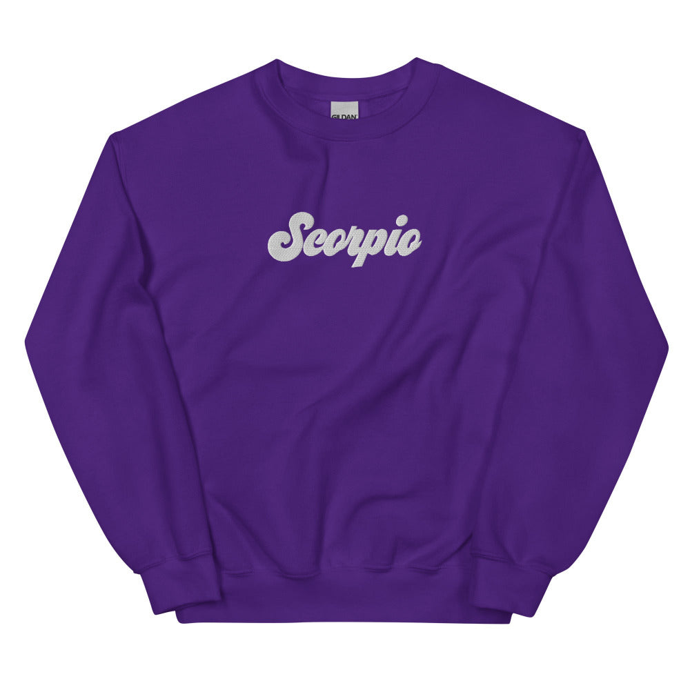 Scorpio Zodiac Embroidered Sweatshirt - Purple Color - https://ascensionemporium.net
