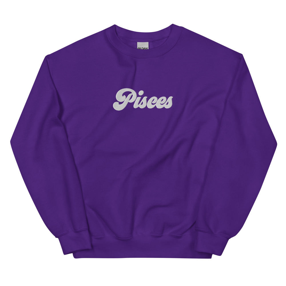 Pisces Zodiac Embroidered Sweatshirt - Purple Color - https://ascensionemporium.net