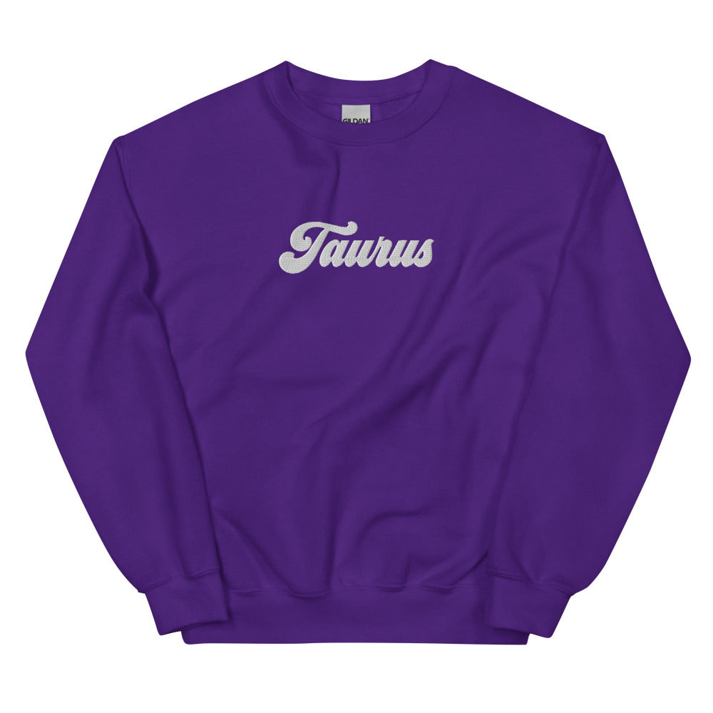 Taurus Zodiac Embroidered Sweatshirt - Purple Color - https://ascensionemporium.net