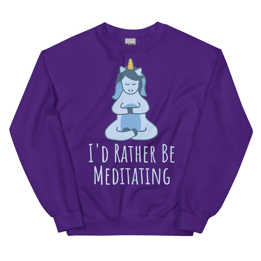 I'd Rather Be Meditating Unicorn Sweatshirt - Purple Color - https://ascensionemporium.net