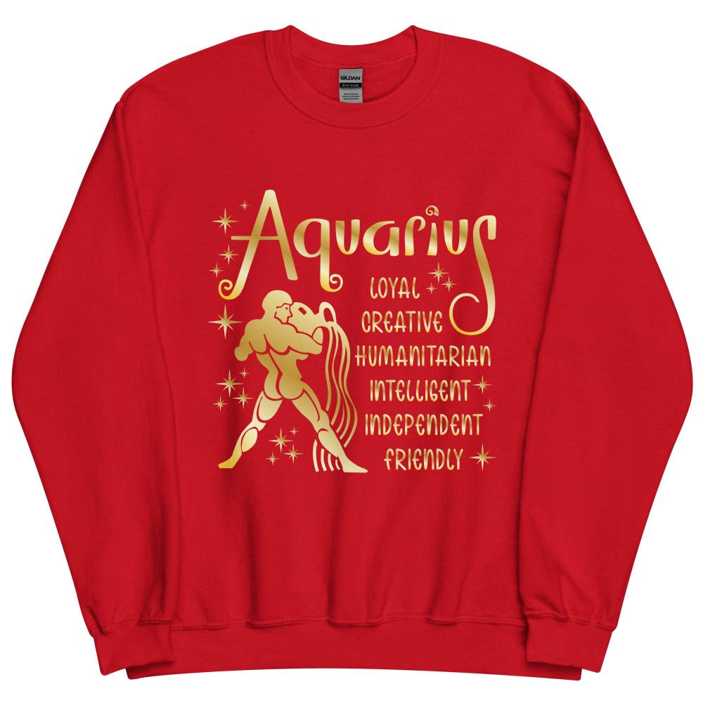 Aquarius Zodiac Positive Traits Sweatshirt - Red Color - https://ascensionemporium.net