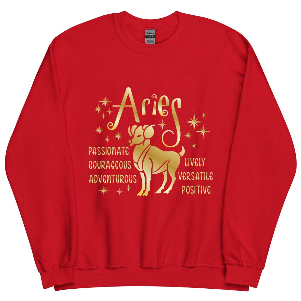 Aries Zodiac Positive Traits Sweatshirt - Red Color - https://ascensionemporium.net