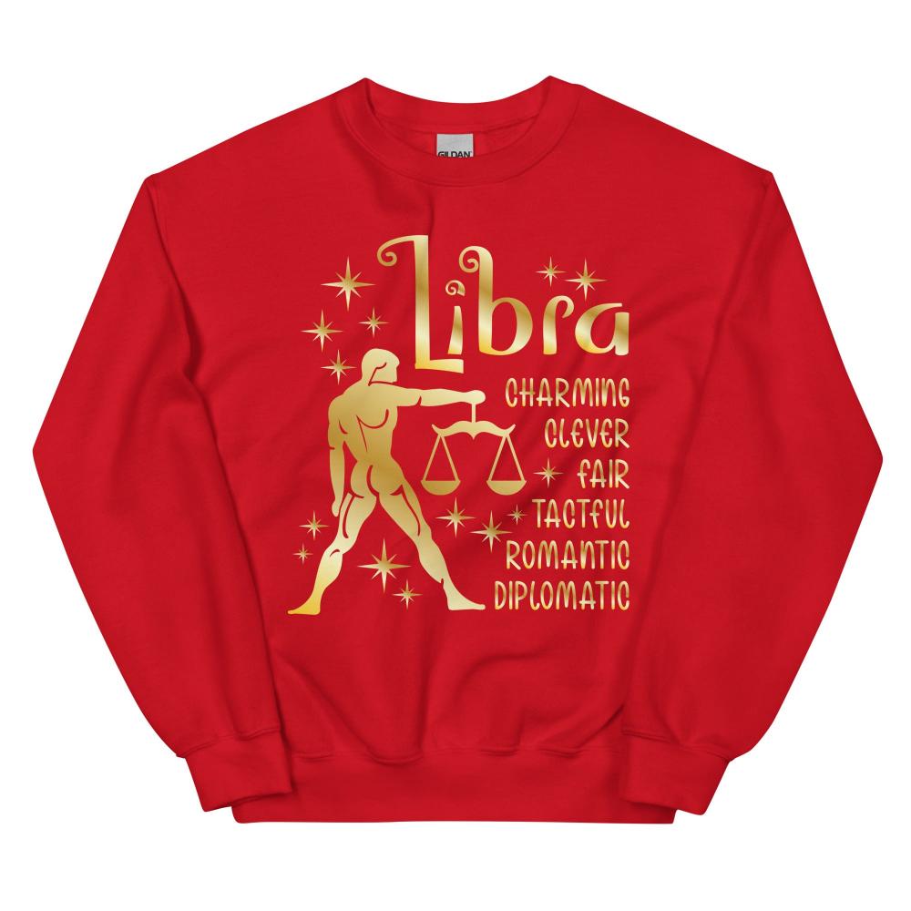 Libra Zodiac Positive Traits Sweatshirt - Red Color - https://ascensionemporium.net