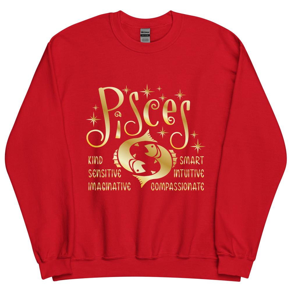 Pisces Zodiac Positive Traits Sweatshirt - Red Color - https://ascensionemporium.net