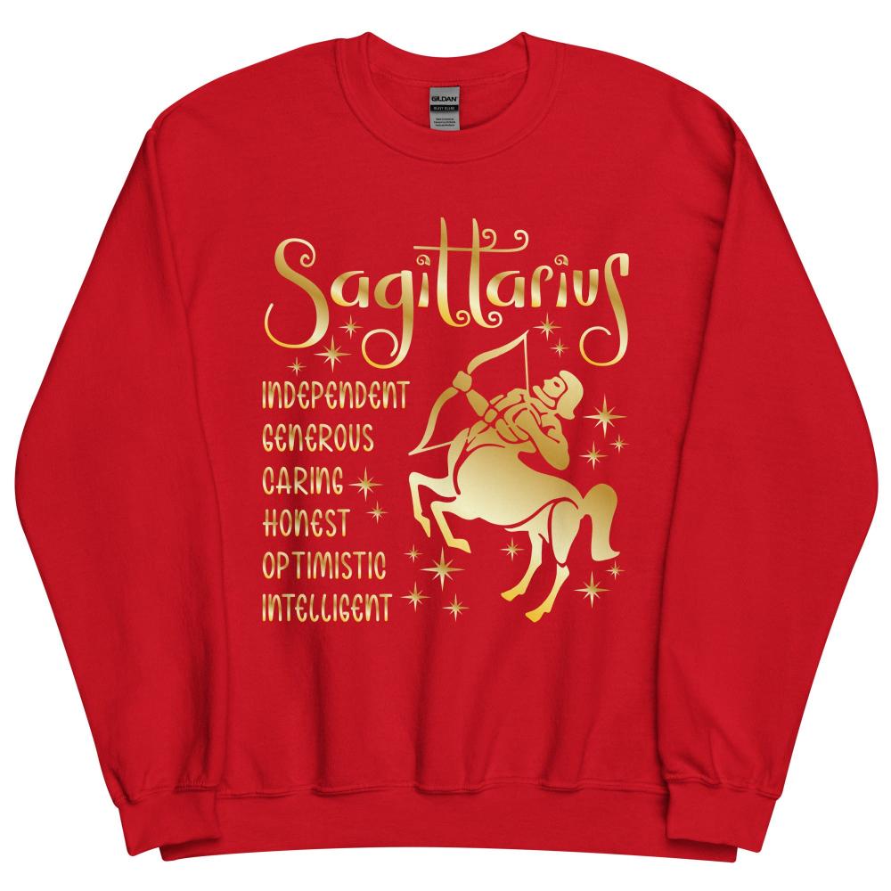 Sagittarius Zodiac Positive Traits Sweatshirt - Red Color - https://ascensionemporium.net