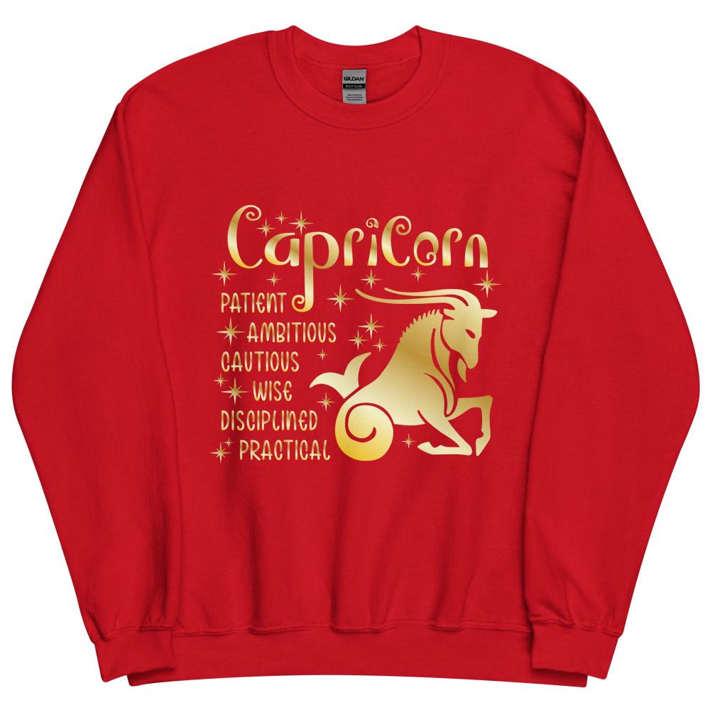 Capricorn Zodiac Positive Traits Sweatshirt - Red Color - https://ascensionemporium.net