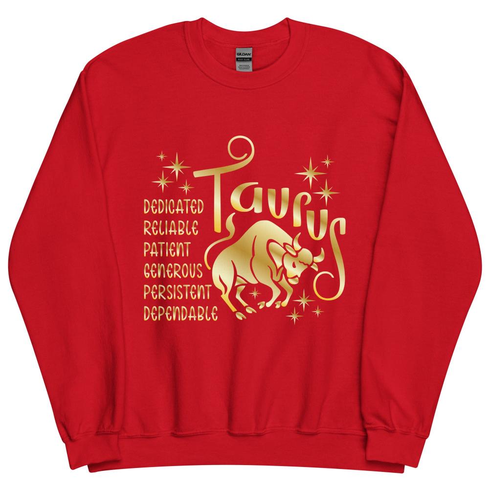 Taurus Zodiac Positive Traits Sweatshirt - Red Color - https://ascensionemporium.net