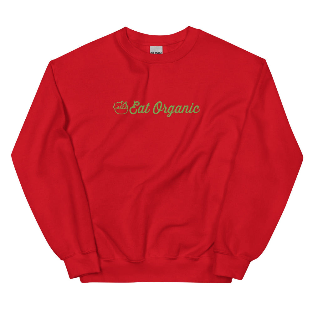 Eat Organic Embroidered Sweatshirt - Red Color - https://ascensionemporium.net 