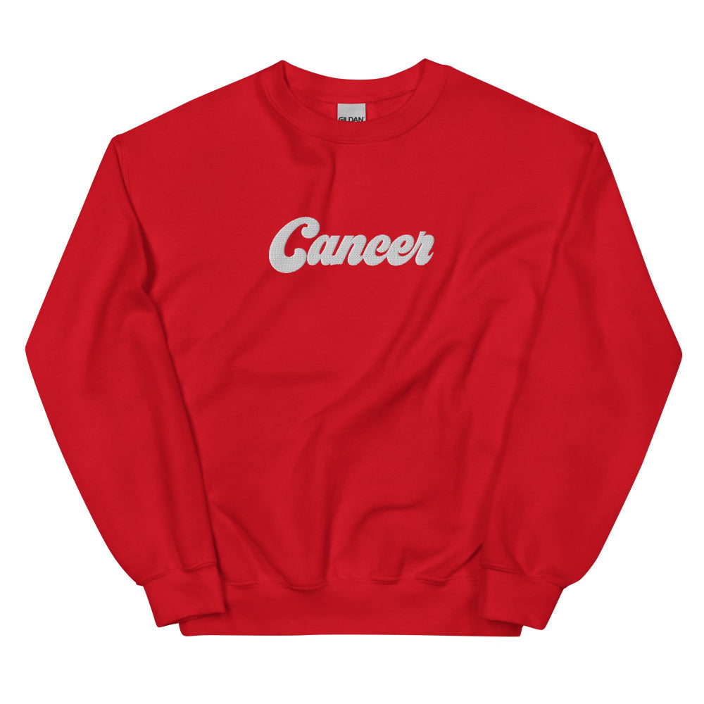 Cancer Zodiac Embroidered Sweatshirt - Red Color - https://ascensionemporium.net
