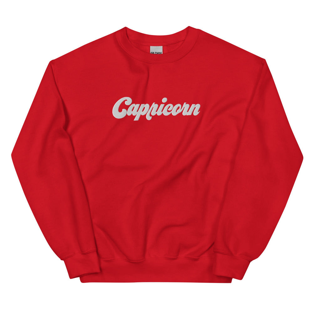 Capricorn Zodiac Embroidered Sweatshirt - Red Color - https://ascensionemporium.net