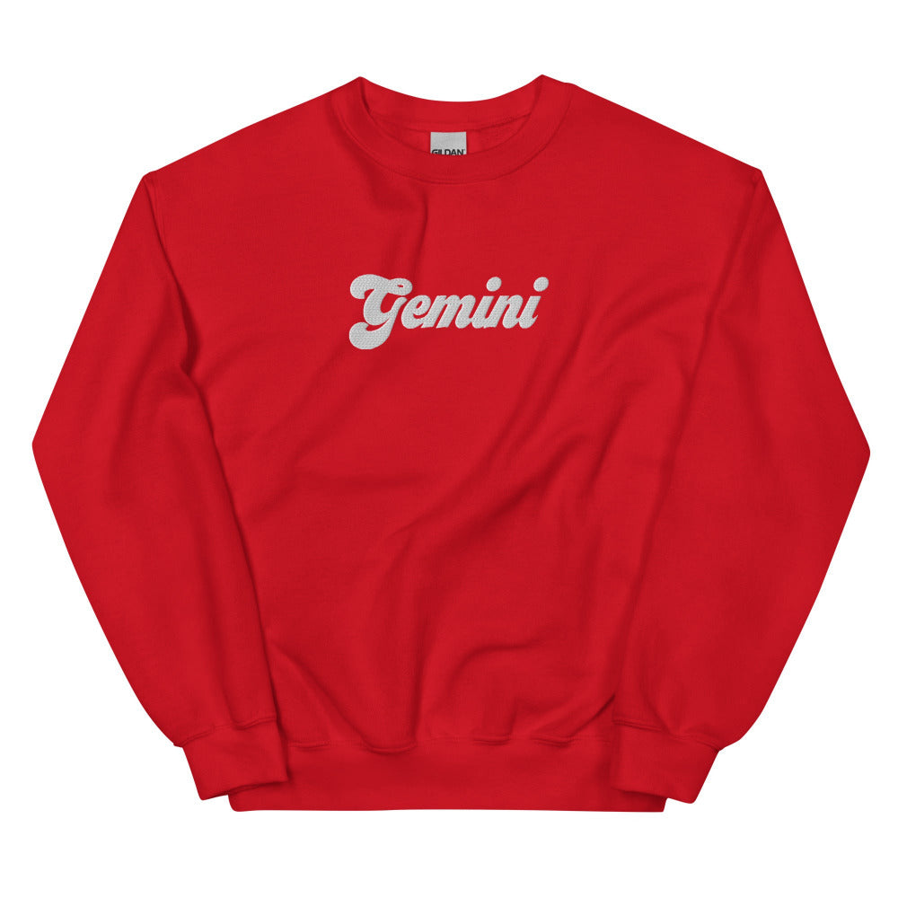 Gemini Zodiac Embroidered Sweatshirt - Red Color - https://ascensionemporium.net