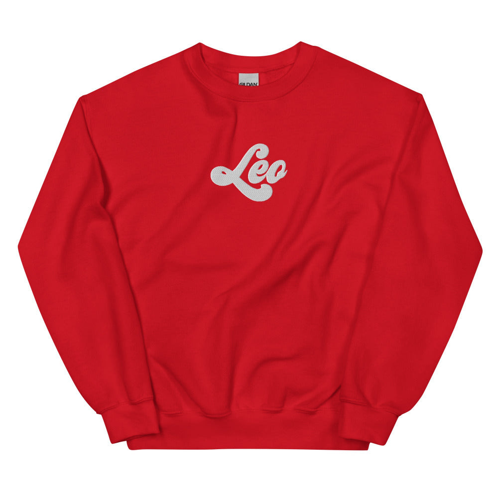 Leo Zodiac Embroidered Sweatshirt - Red Color - https://ascensionemporium.net