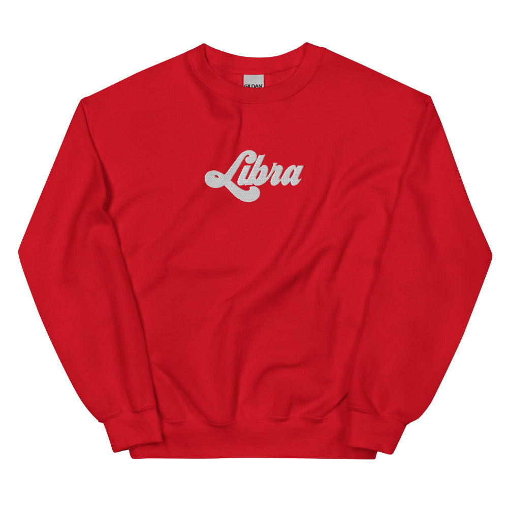 Libra Zodiac Embroidered Sweatshirt - Red Color - https://ascensionemporium.net