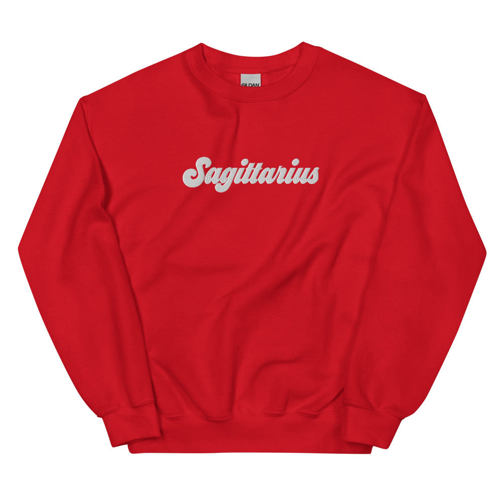 Sagittarius Zodiac Embroidered Sweatshirt - Red Color - https://ascensionemporium.net