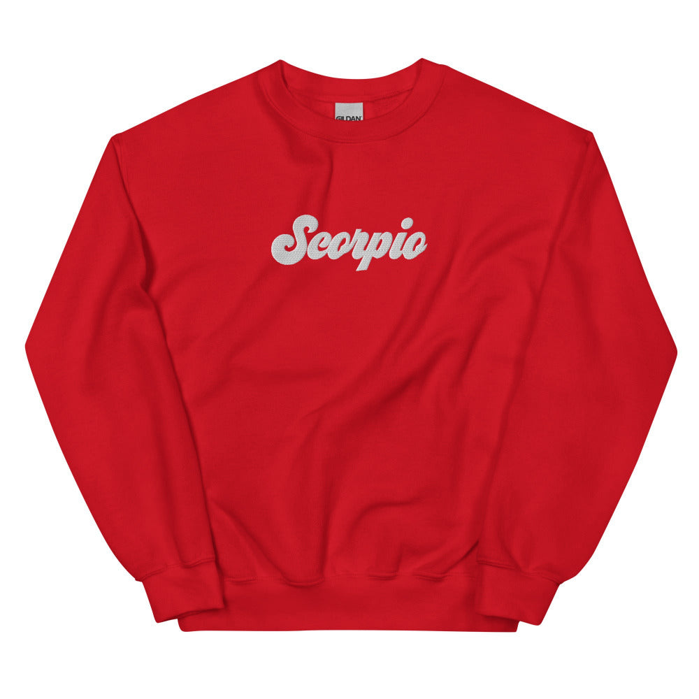 Scorpio Zodiac Embroidered Sweatshirt - Red Color - https://ascensionemporium.net