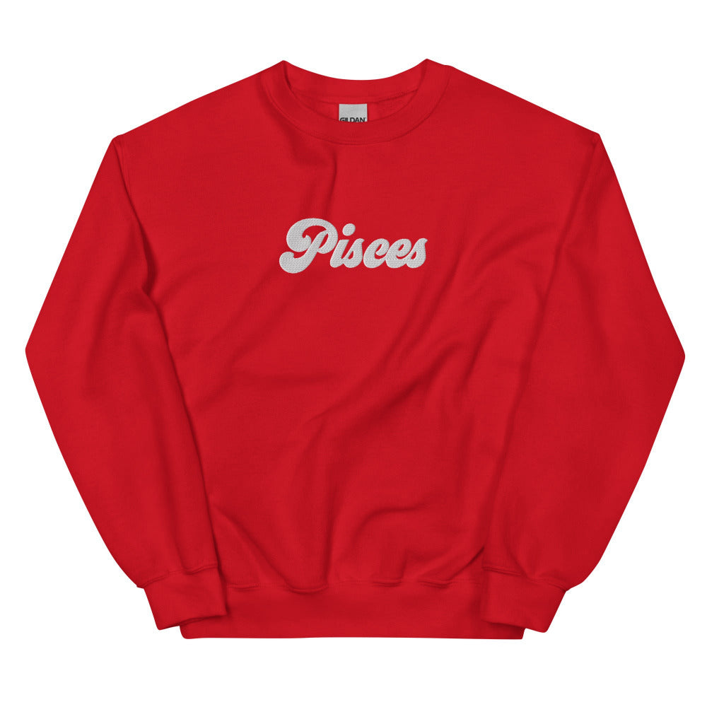 Pisces Zodiac Embroidered Sweatshirt - Red Color - https://ascensionemporium.net
