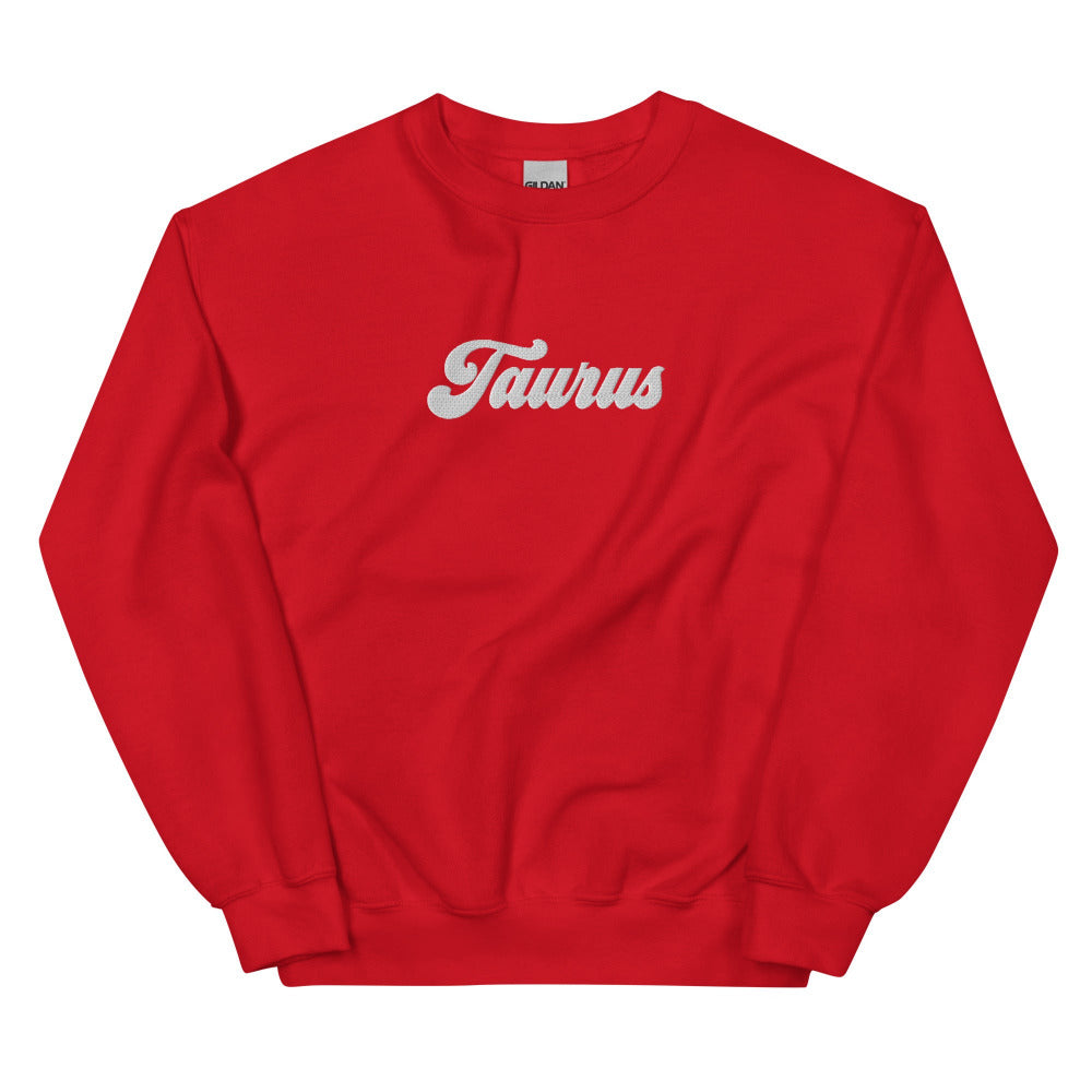 Taurus Zodiac Embroidered Sweatshirt - Red Color - https://ascensionemporium.net