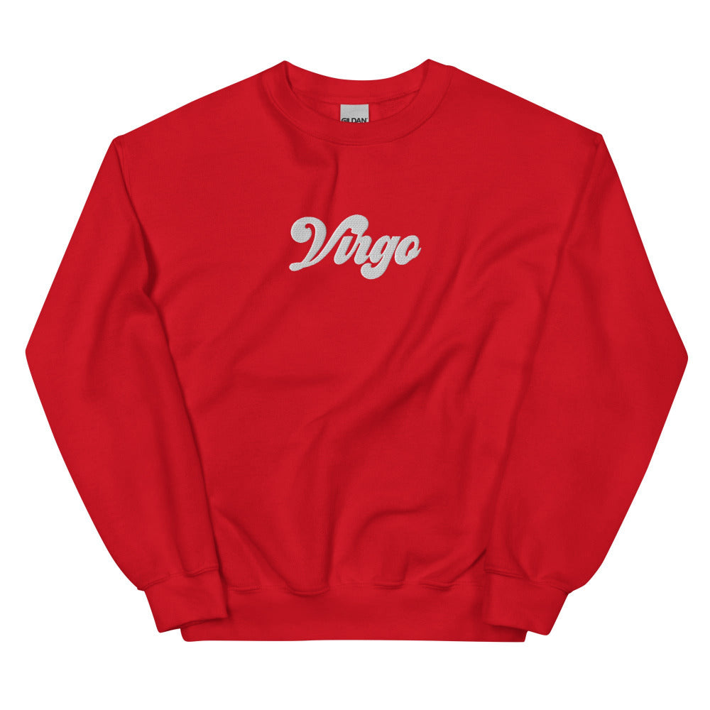 Virgo Zodiac Embroidered Sweatshirt - Red Color - https://ascensionemporium.net