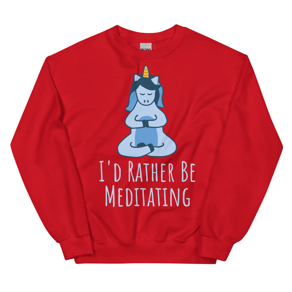 I'd Rather Be Meditating Unicorn Sweatshirt - Red Color - https://ascensionemporium.net