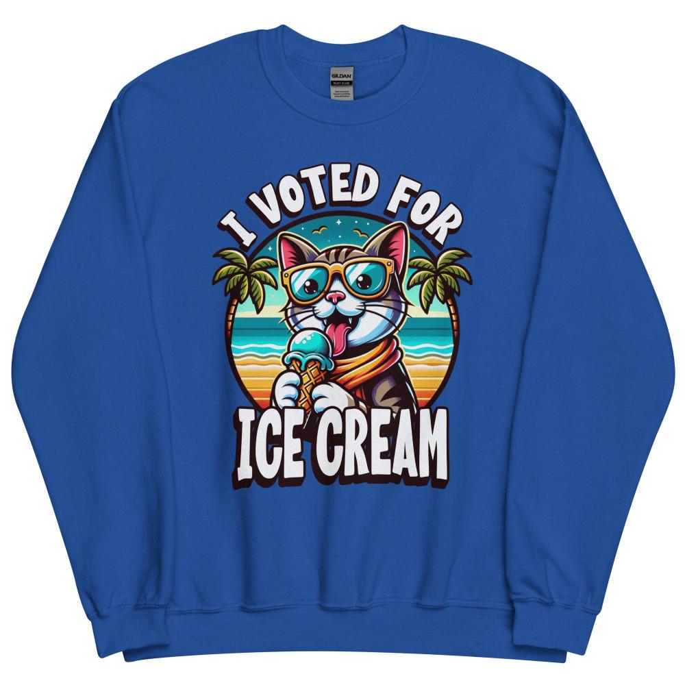 I Voted For Ice Cream Cat Sweatshirt - Royal Color - https://ascensionemporium.net