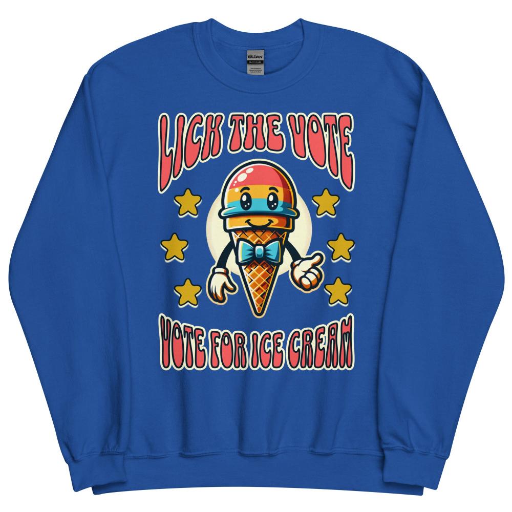 Lick The Vote Ice Cream Sweatshirt - Royal Color - https://ascensionemporium.net