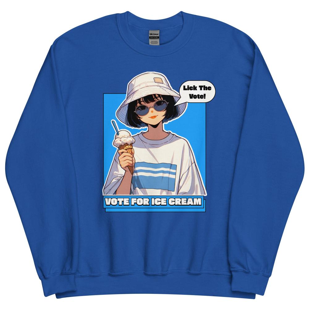 Lick The Vote Anime Ice Cream Girl Sweatshirt - Royal Color - https://ascensionemporium.net