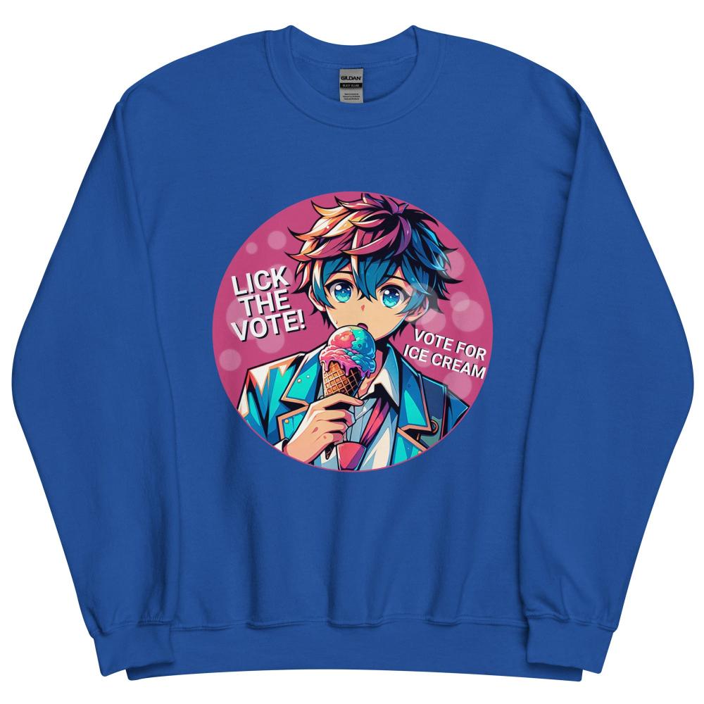 Lick The Vote Anime Ice Cream Boy Sweatshirt - Royal Color - https://ascensionemporium.net