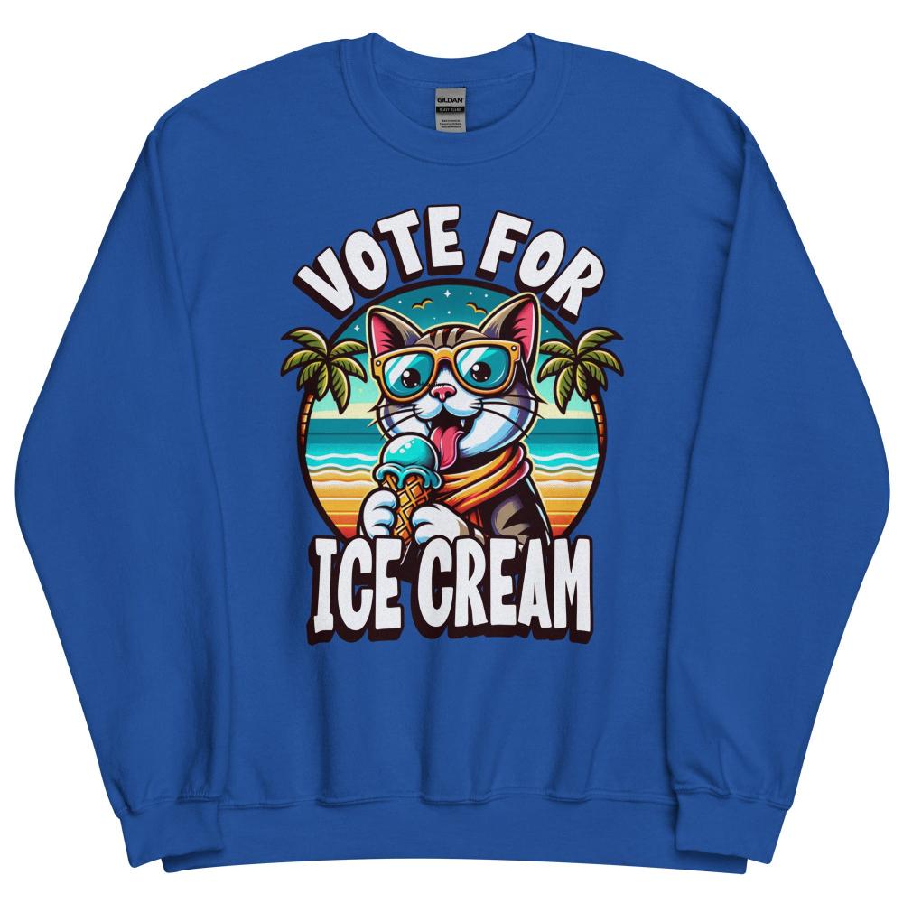 Vote For Ice Cream Cat Sweatshirt - Royal Color - https://ascensionemporium.net