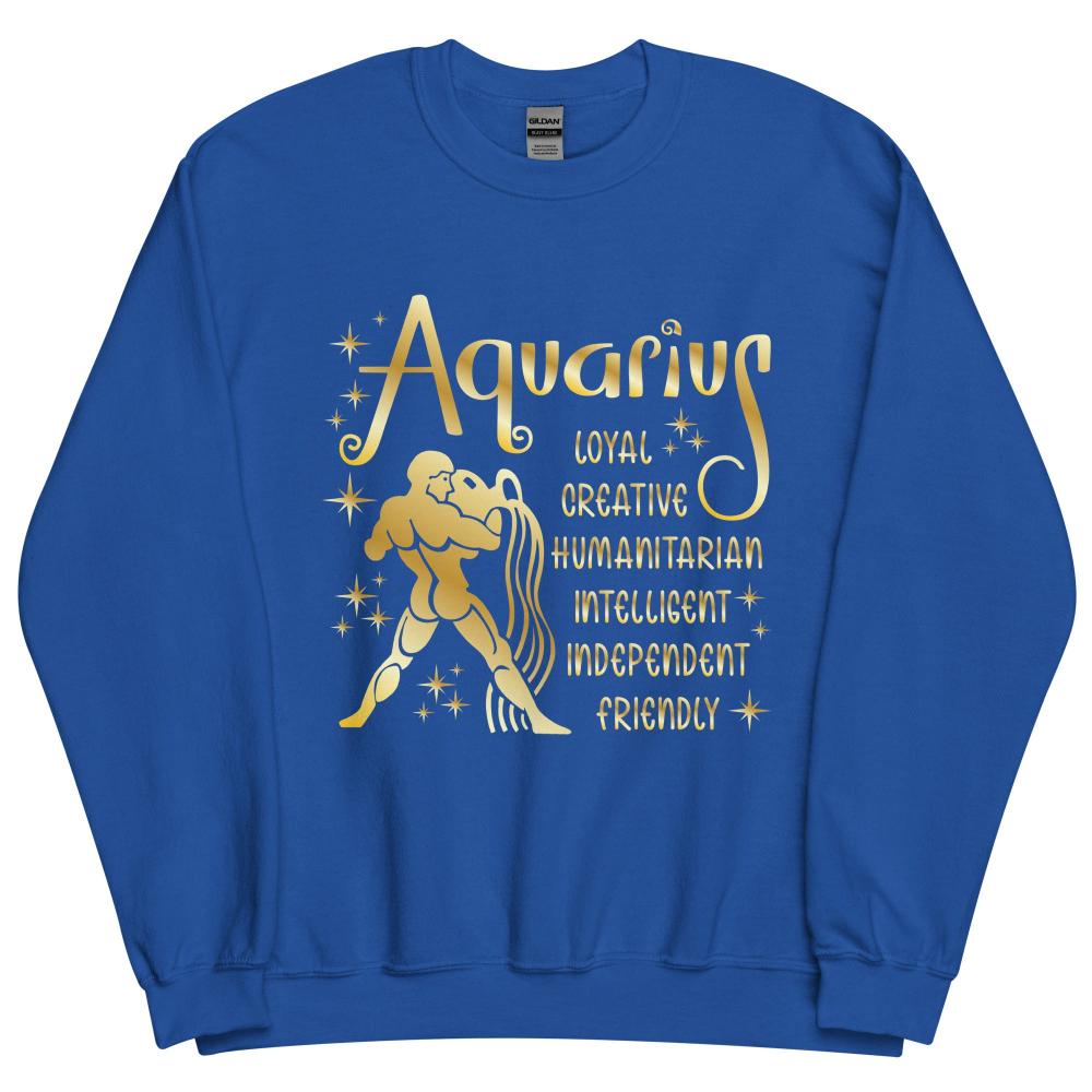 Aquarius Zodiac Positive Traits Sweatshirt - Royal Color - https://ascensionemporium.net